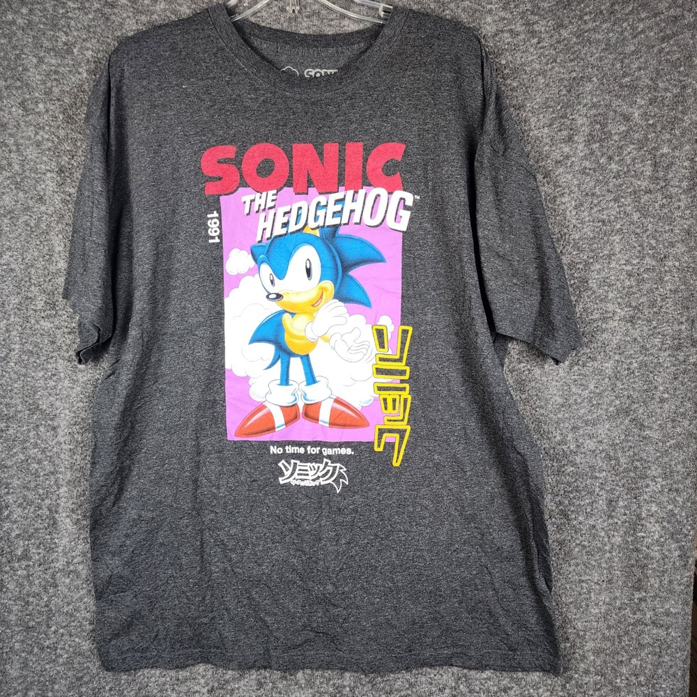 Sonic The Hedgehog Graphic T-Shirt Mens XL Gray 1991 Retro Gaming SEGA Tee